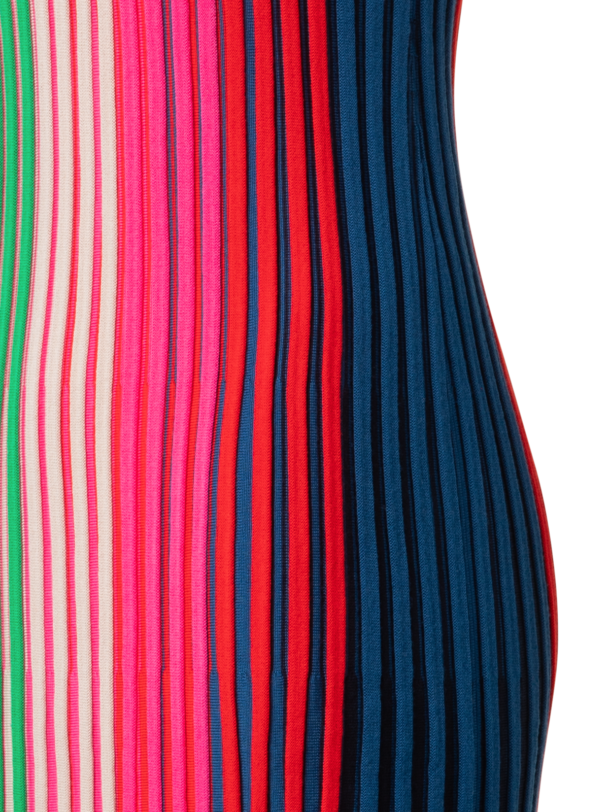 Designer Sleeveless Merino Wool Knit Rib Dress - multicolor