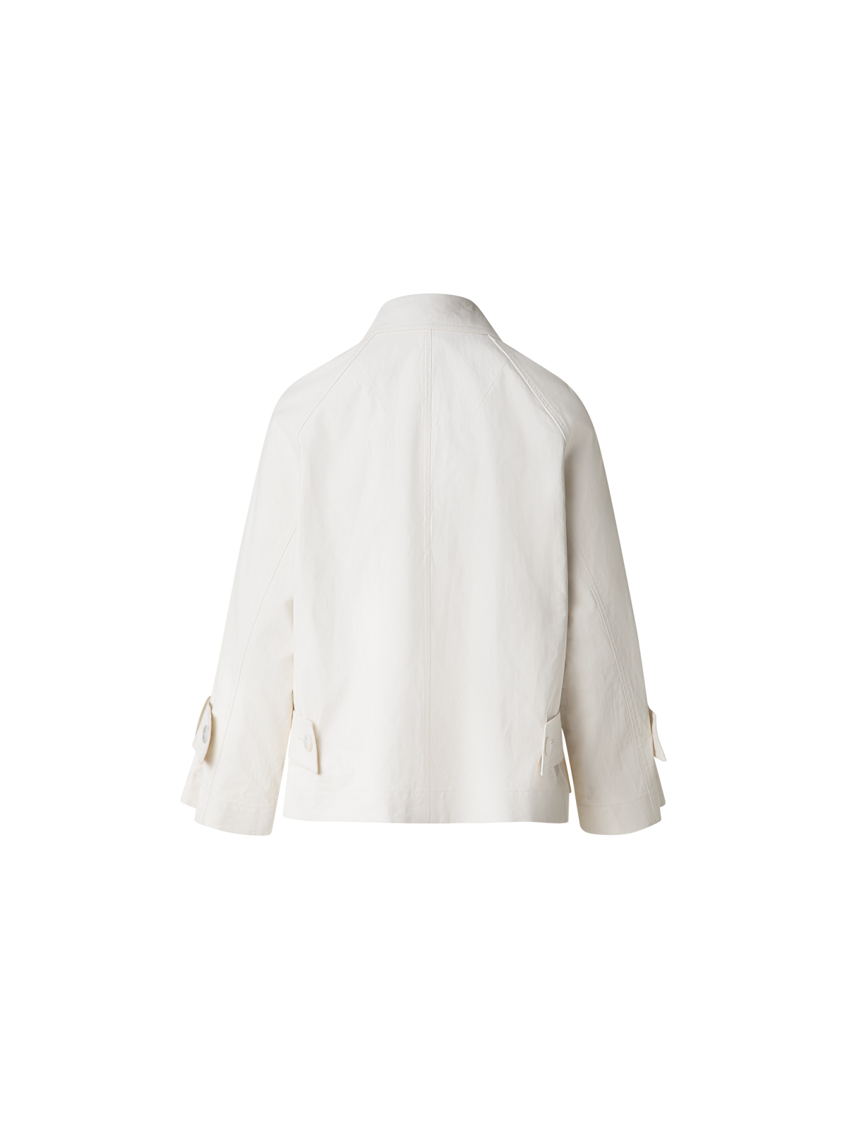 Designer Water Repellent Short Jacket in Coated Linen - ecru - white