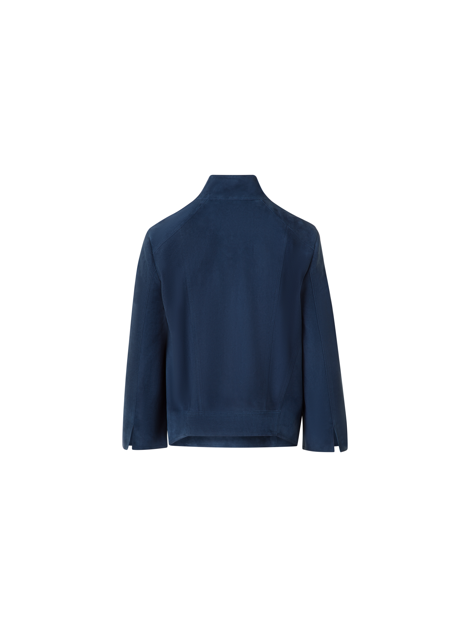 Designer Goat Suede V-Neck Short Jacket - neutral - navy - blue