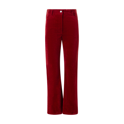 Cropped Bootcut Stretch Cotton Velvet Pants