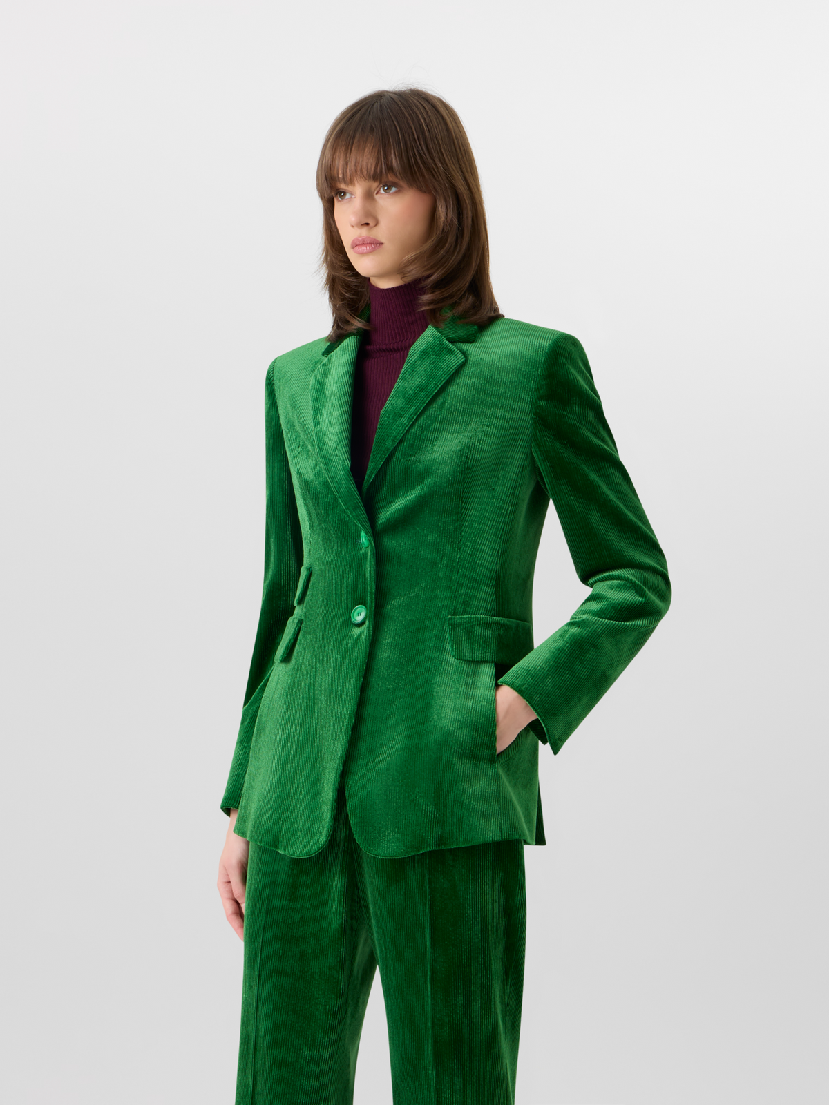 Designer Jacket in Fluid Corduroy - green #editorial