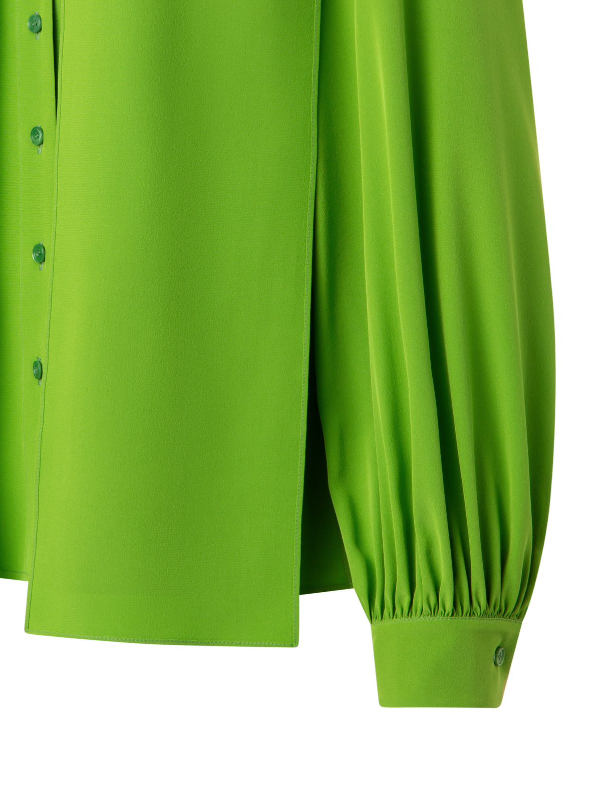 Designer Silk Blouse with Fixed Bow - green