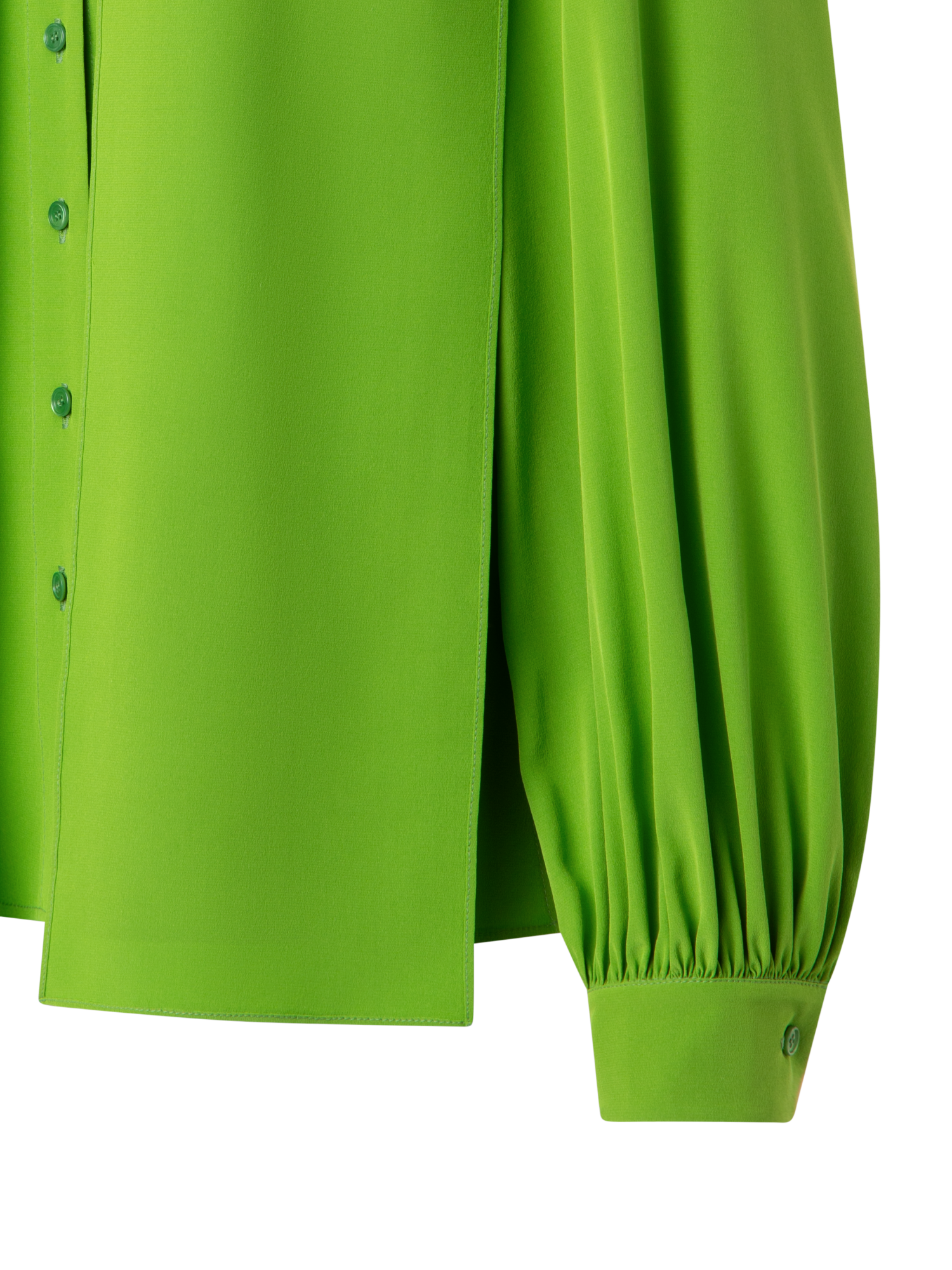 Designer Silk Blouse with Fixed Bow - green