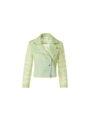 Designer Scribble Dot Embroidered Tulle Biker Jacket
