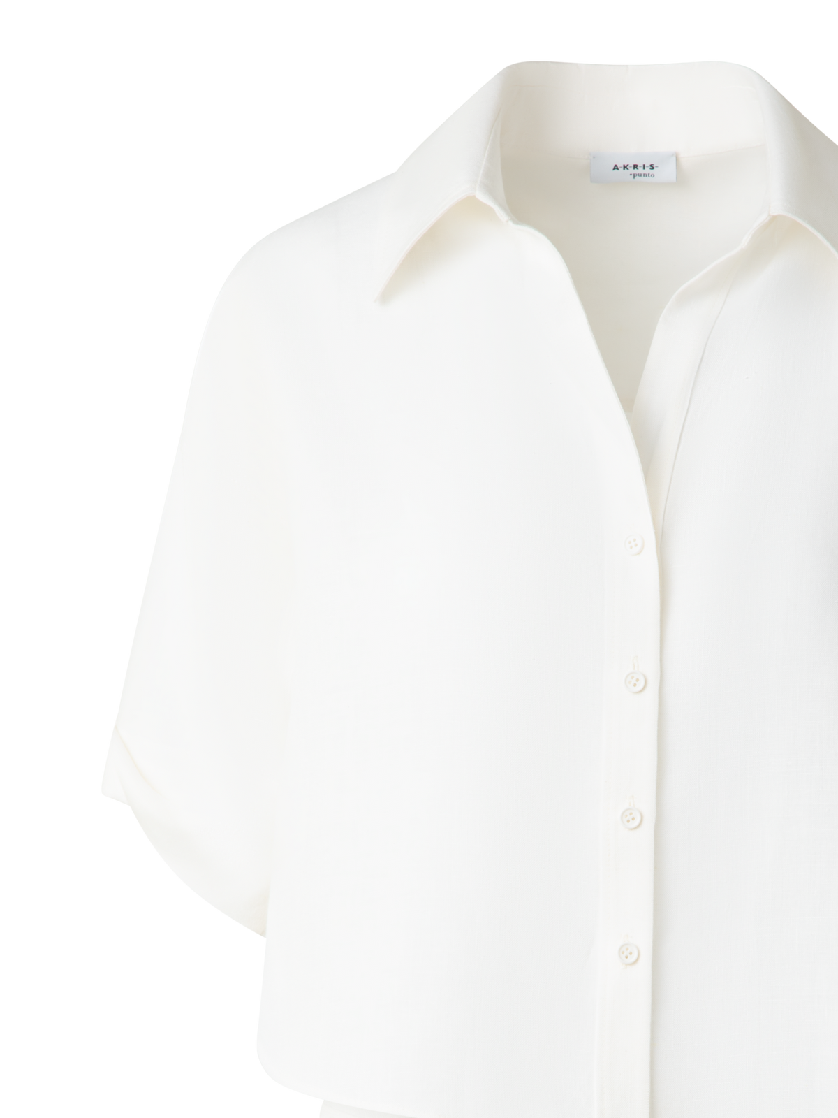 Designer Cropped Washed Linen Blouse - neutral - ecru - white