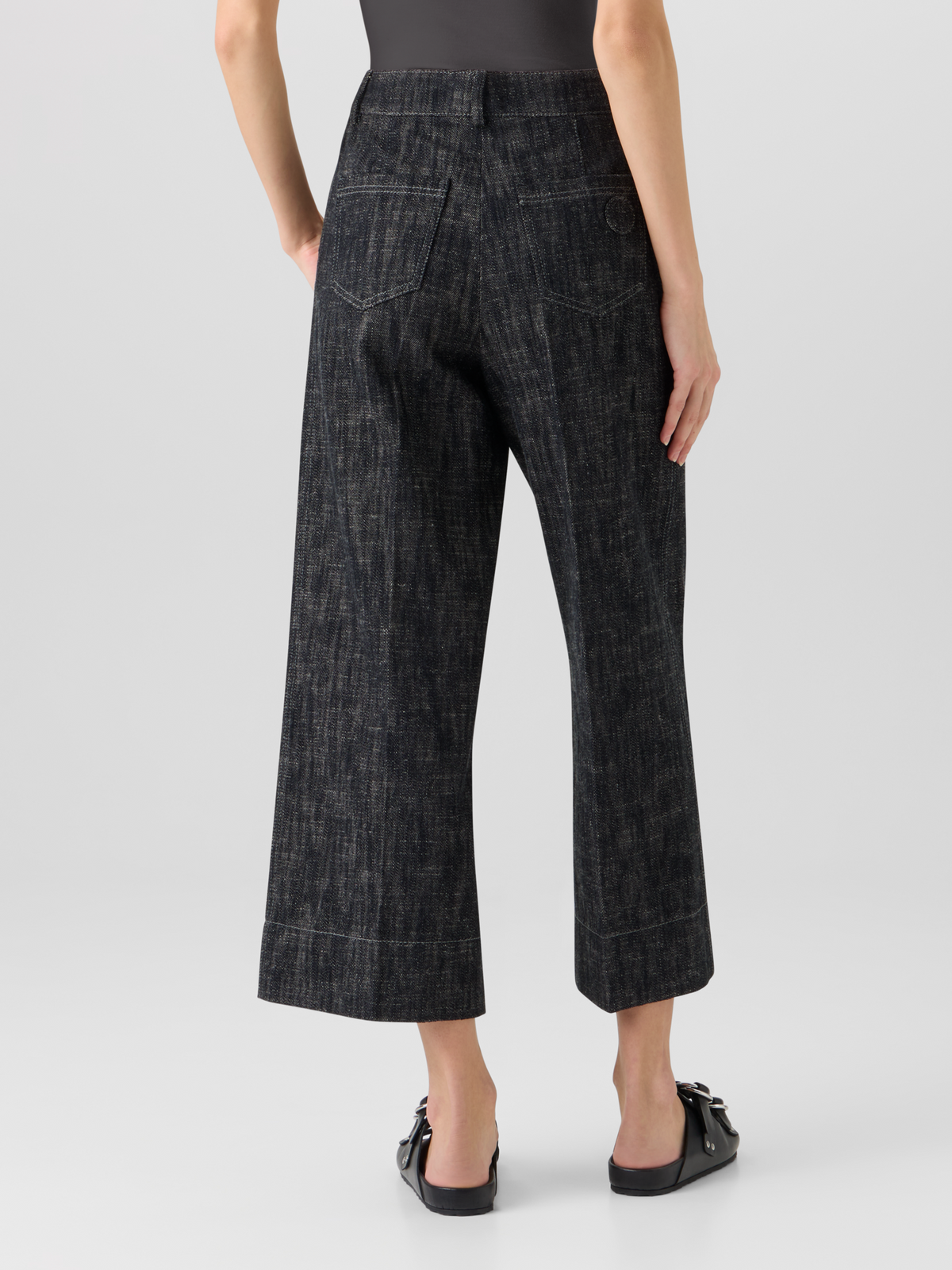Designer Chiara Wide-Leg Pants in Washed Heavyweight Cotton-Denim - black #editorial