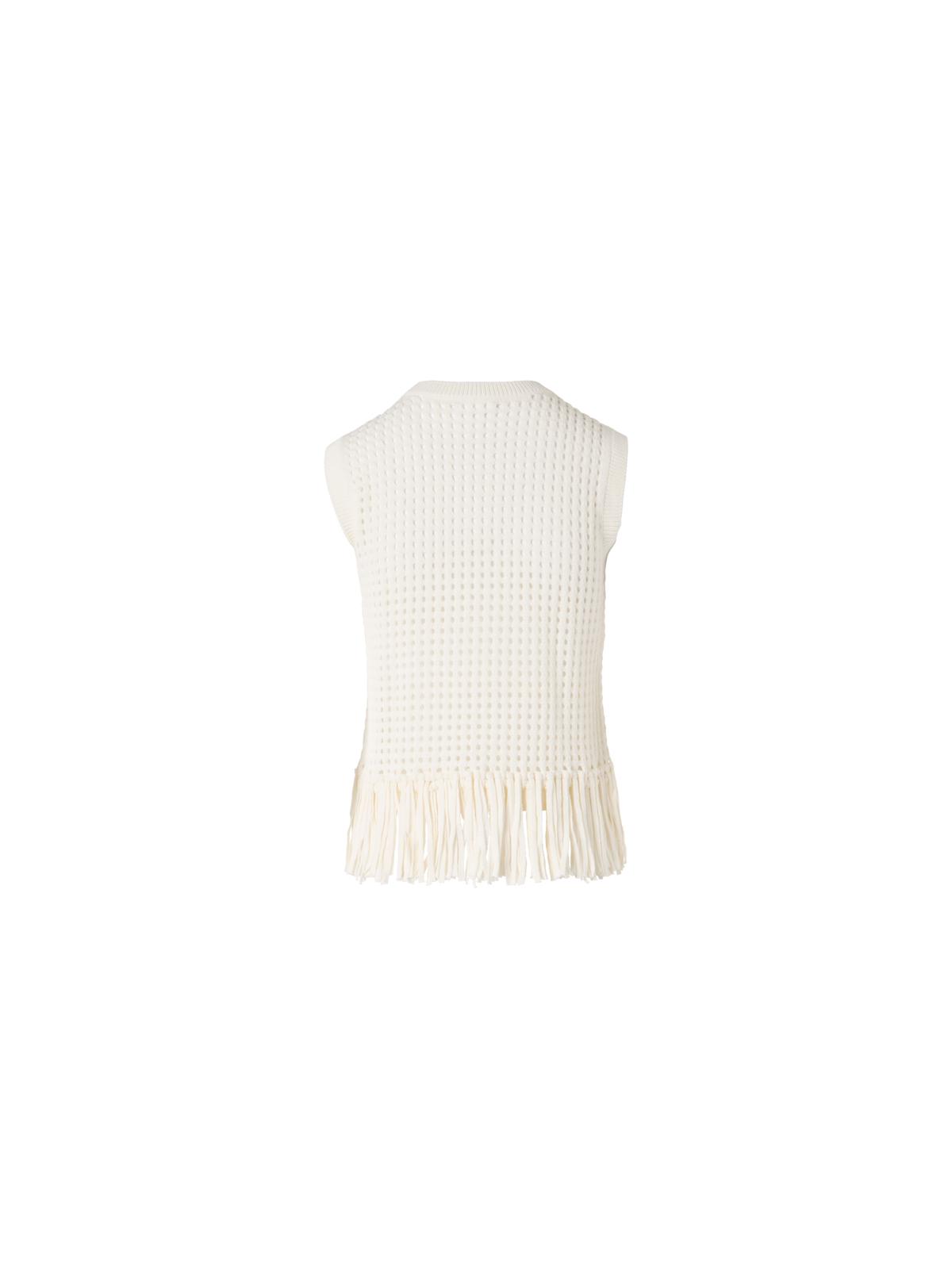 Designer Sleeveless Chunky Cotton Mesh Knit Top - ecru