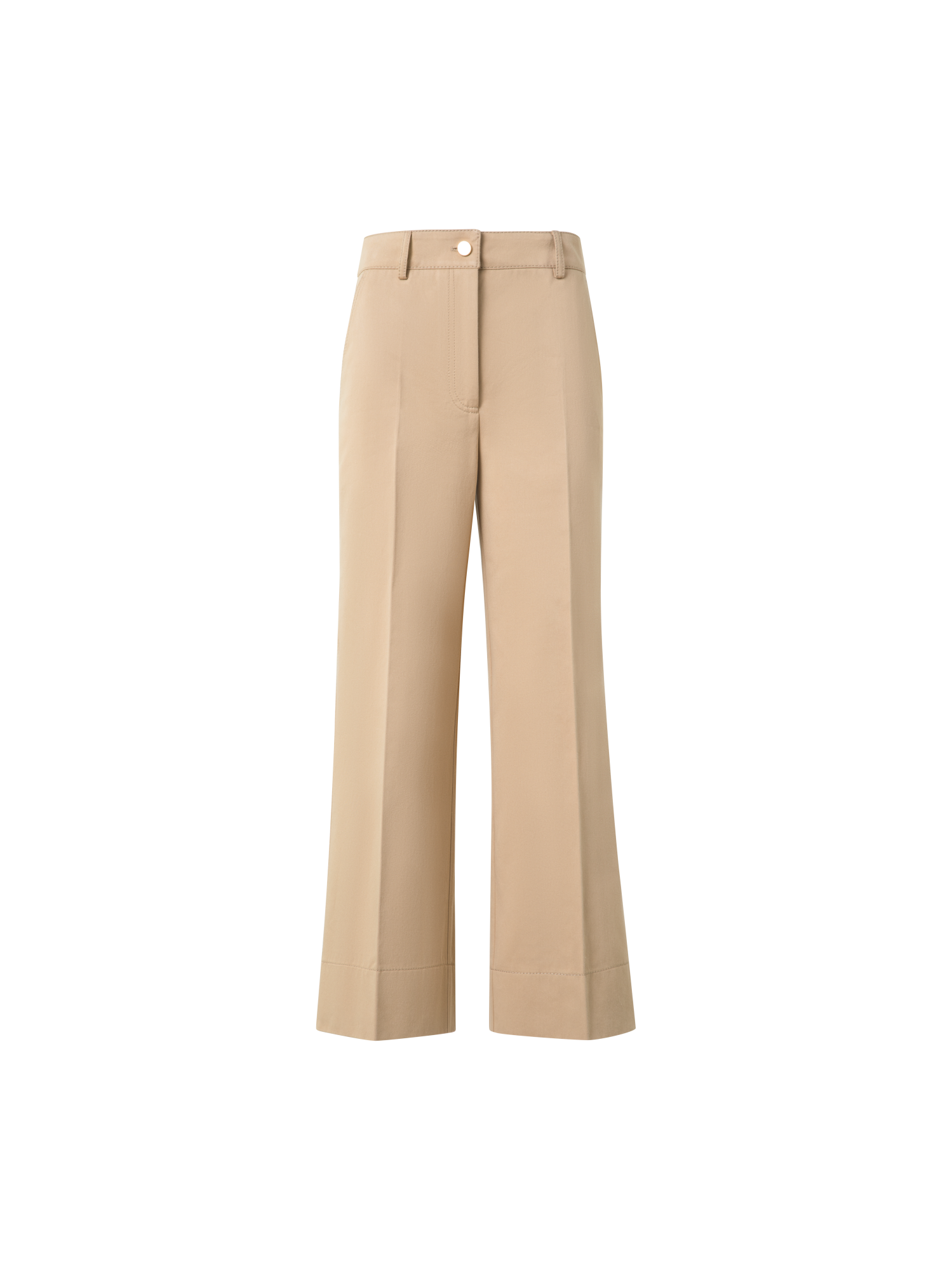 Designer Cropped Wide Cotton Gabardine Pants - neutral - beige