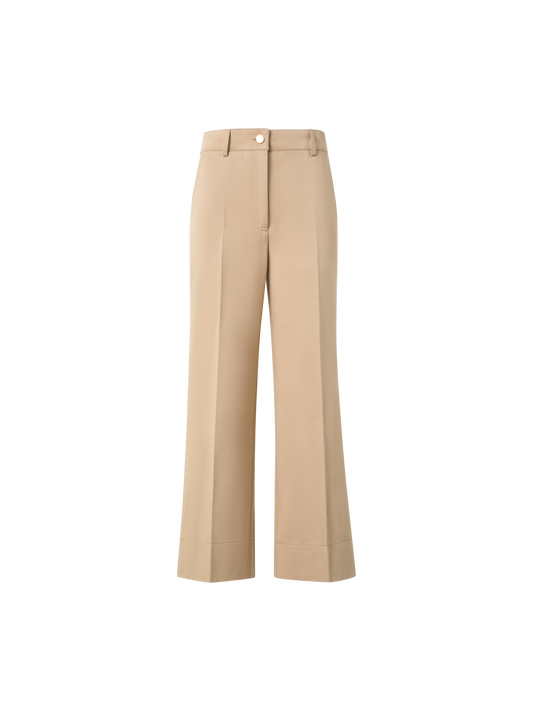 Designer Cropped Wide Cotton Gabardine Pants - neutral - beige