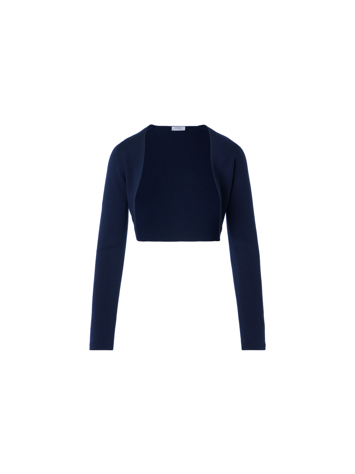 Designer Merino Wool Cropped Bolero Cardigan - navy - blue