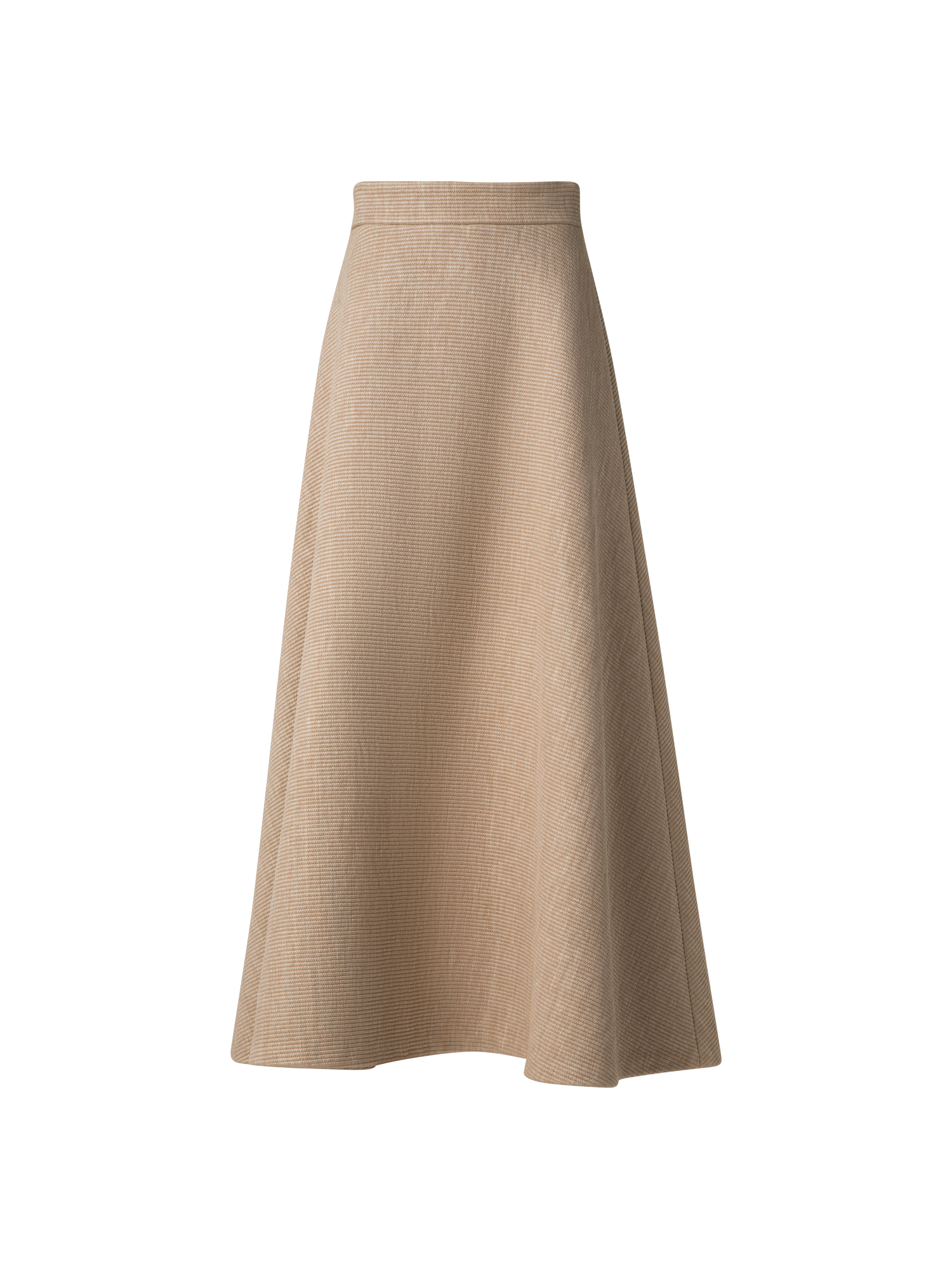 Designer A-Line Midi Skirt in Soft Cotton Raffia - neutral - beige