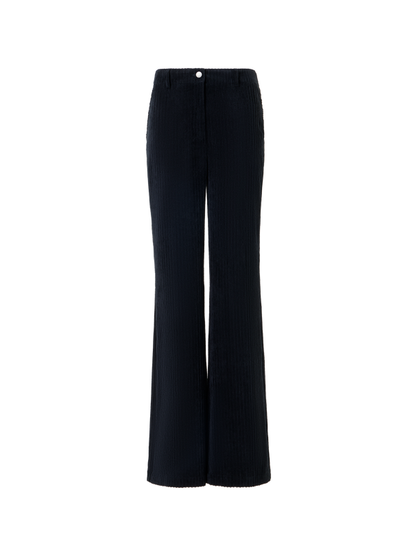 Designer Bootcut Pants in Washed Techno Corduroy - navy