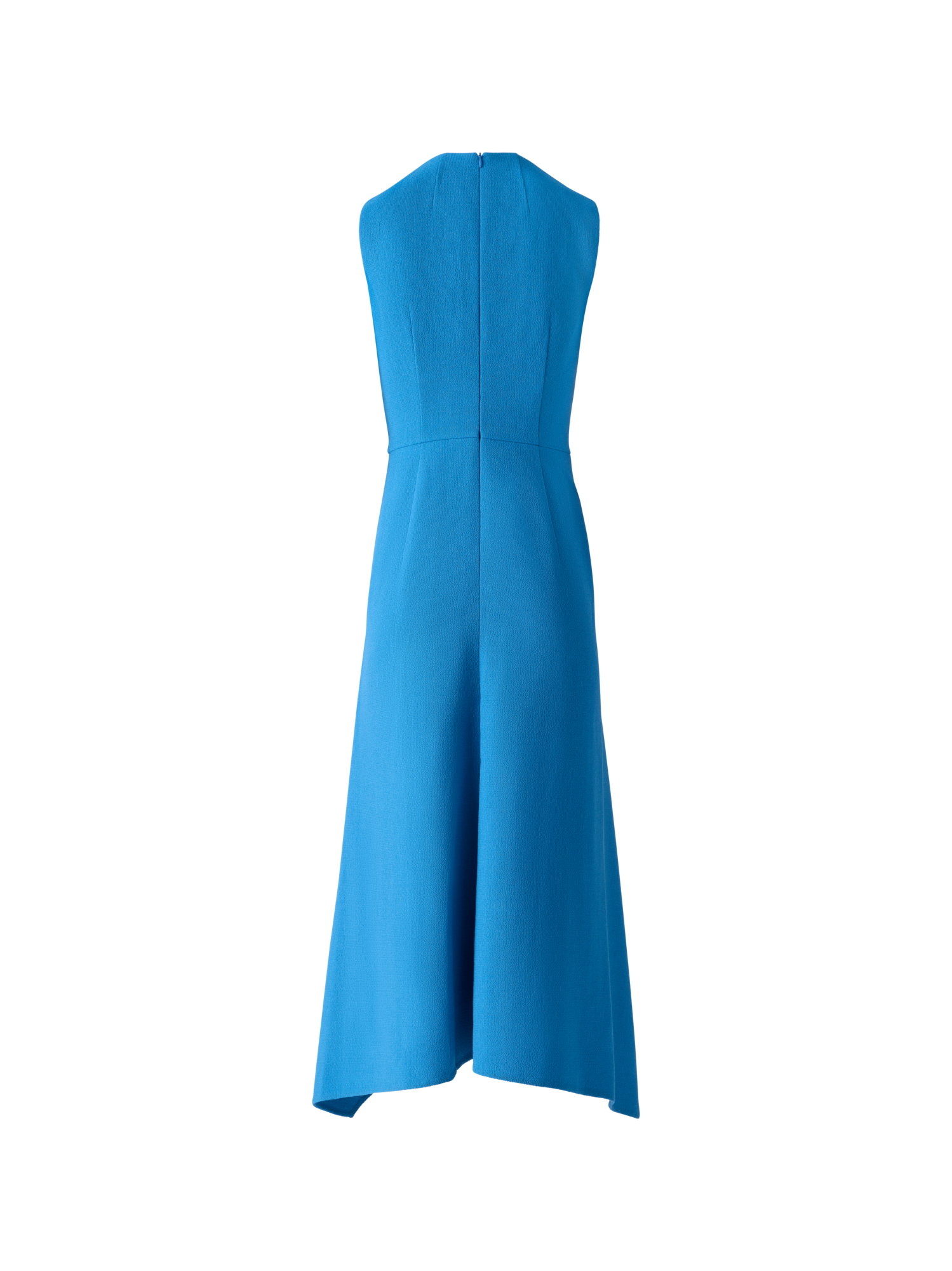 Designer Asymmetrical Wool Crêpe Double-Face Midi Dress - blue