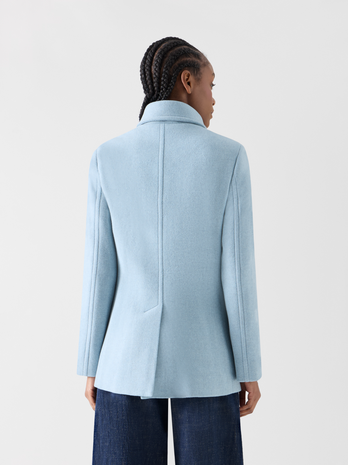 Designer Double-Breasted Peacoat in Felted Wool - blue #editorial