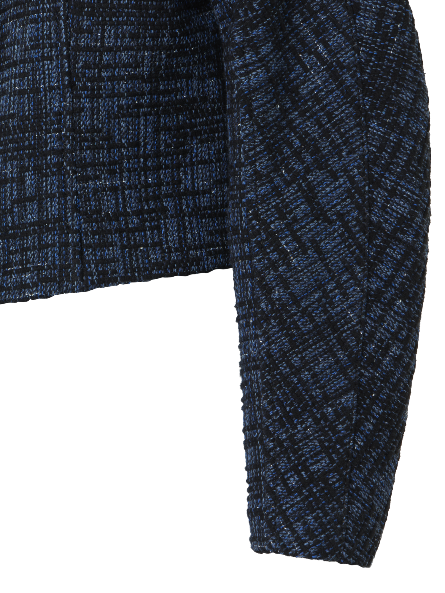 Designer Raw Denim Tweed Fitted Jacket - navy