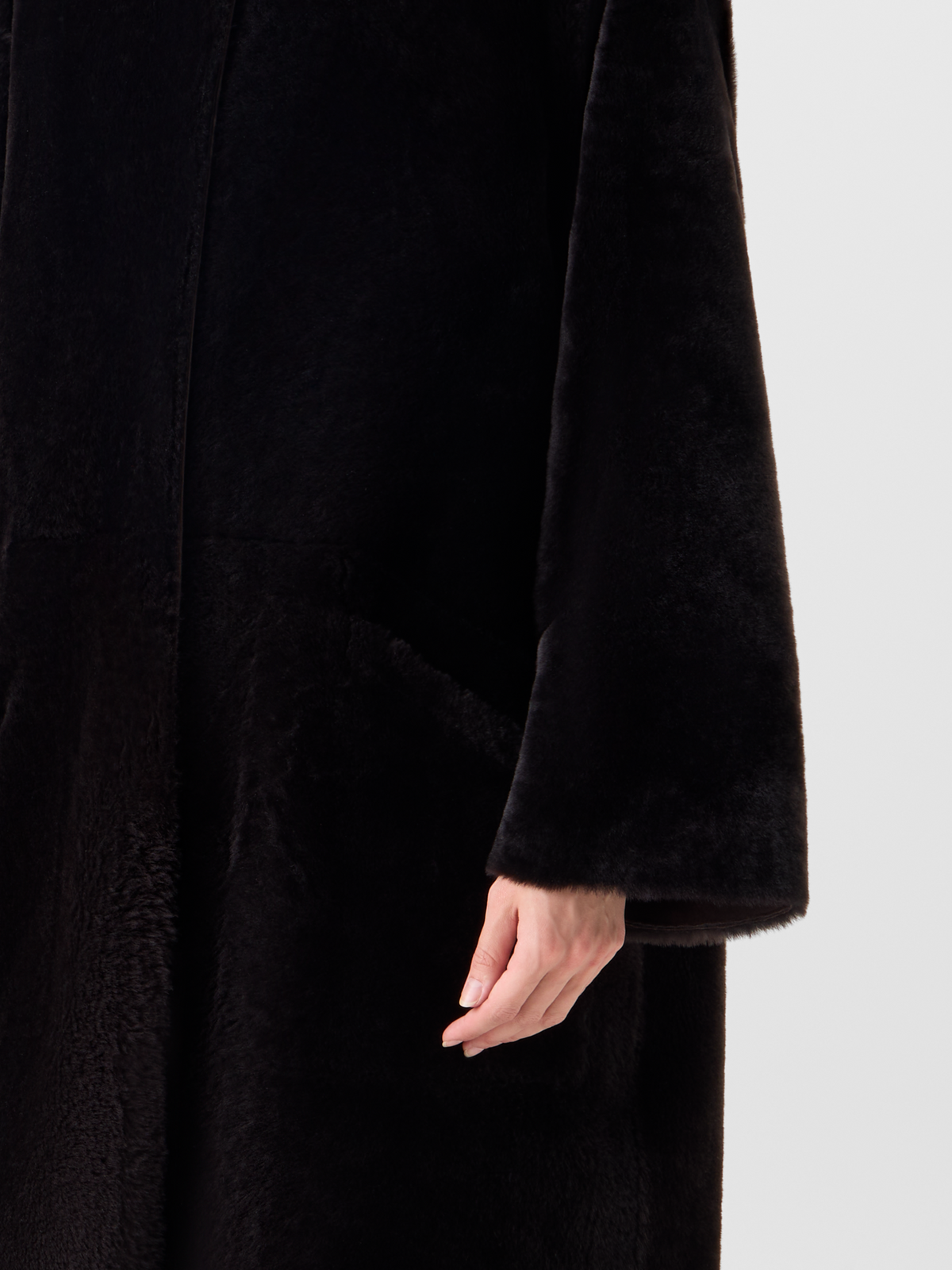 Designer Reversible Oversize Hooded Shearling Coat - brown 