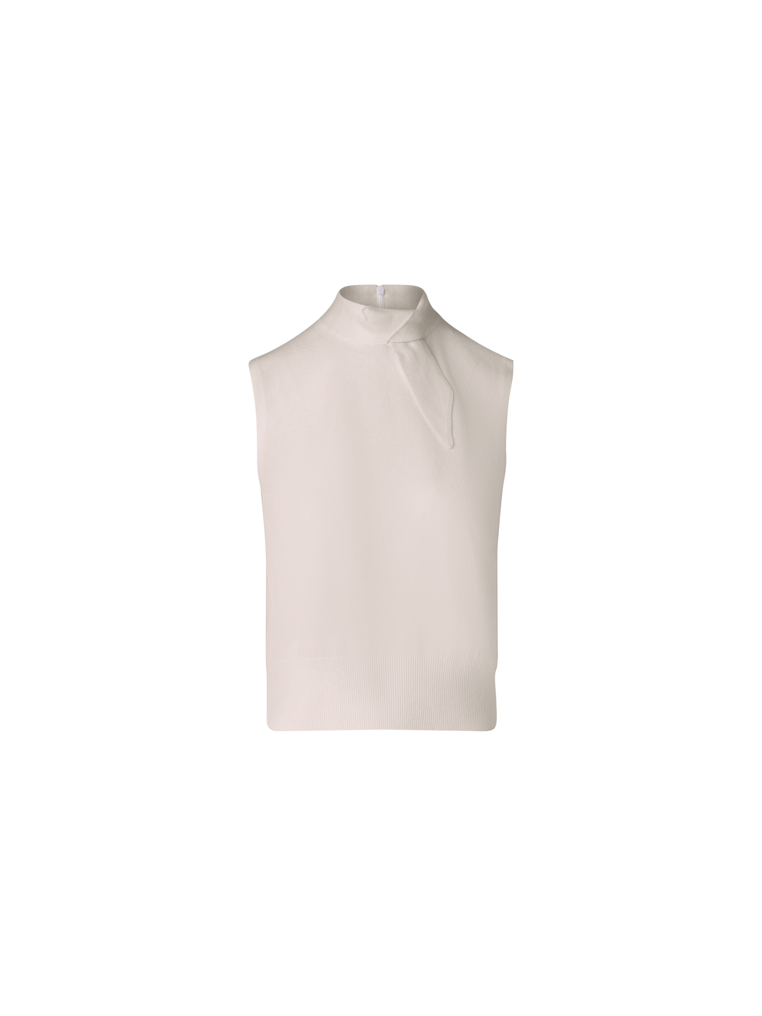 Designer Sleeveless 100% Cashmere Knit Top with Knot - beige