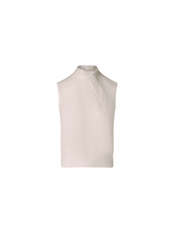Designer Sleeveless 100% Cashmere Knit Top with Knot - beige