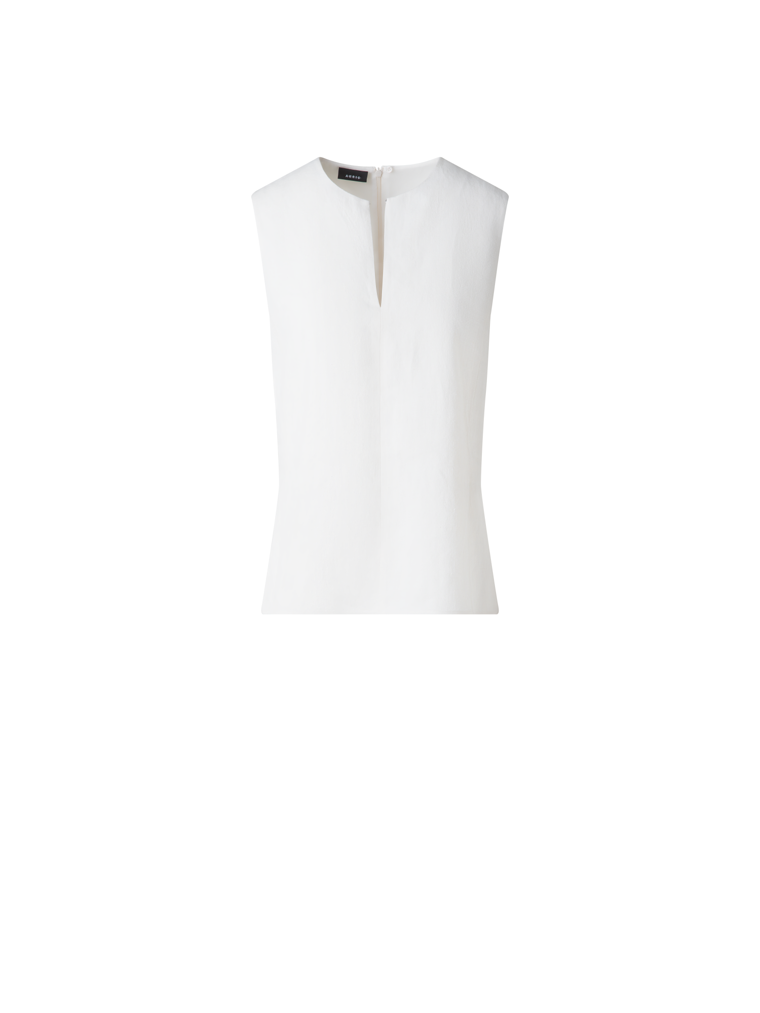 Designer Sleeveless Tie Neck Blouse in Linen Blend - neutral - ecru - white