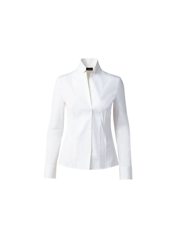 Designer Cotton Stretch Blouse - white