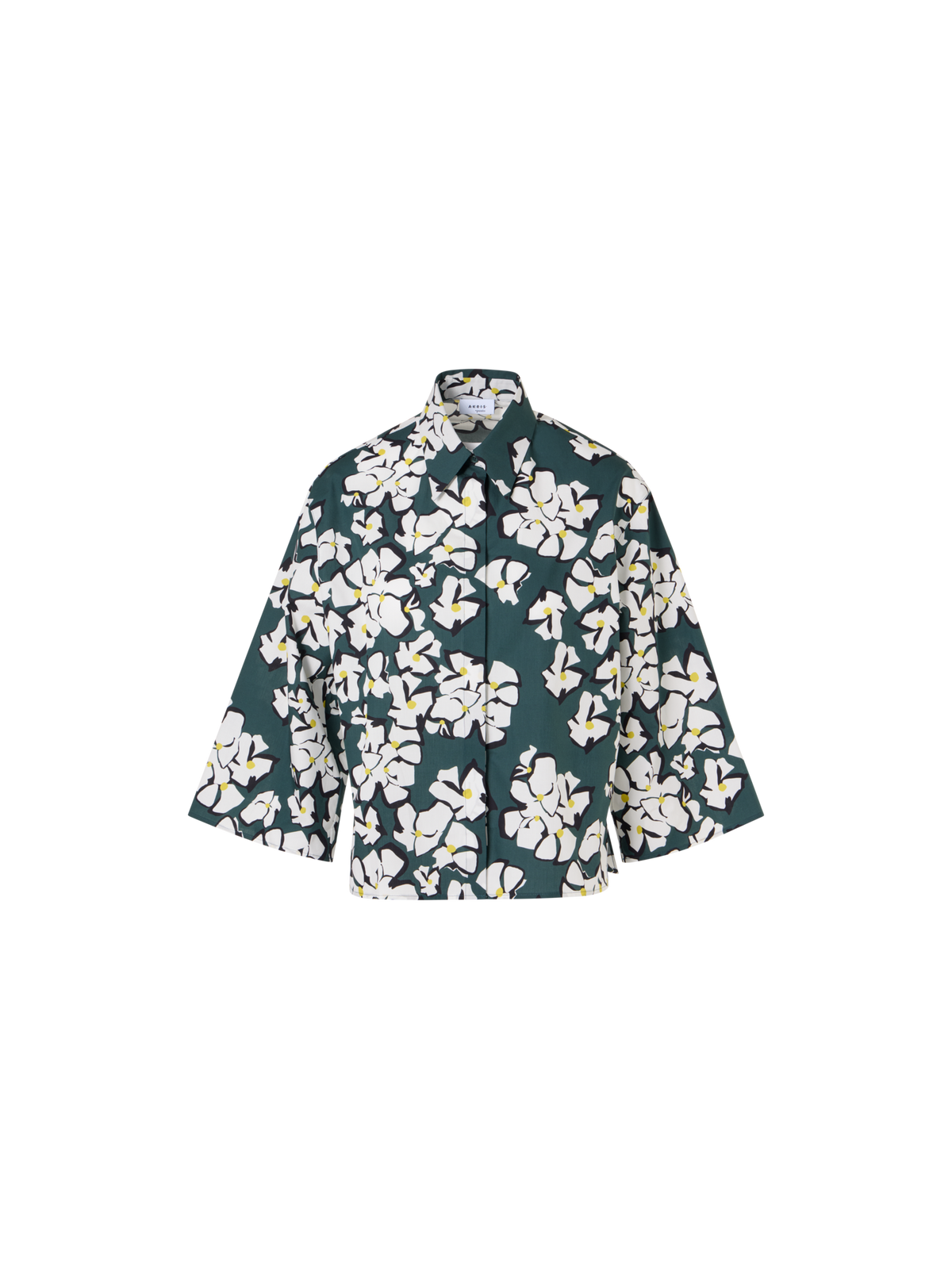 Designer Bracelet-Sleeve Papercut Flower Shirt Blouse - green