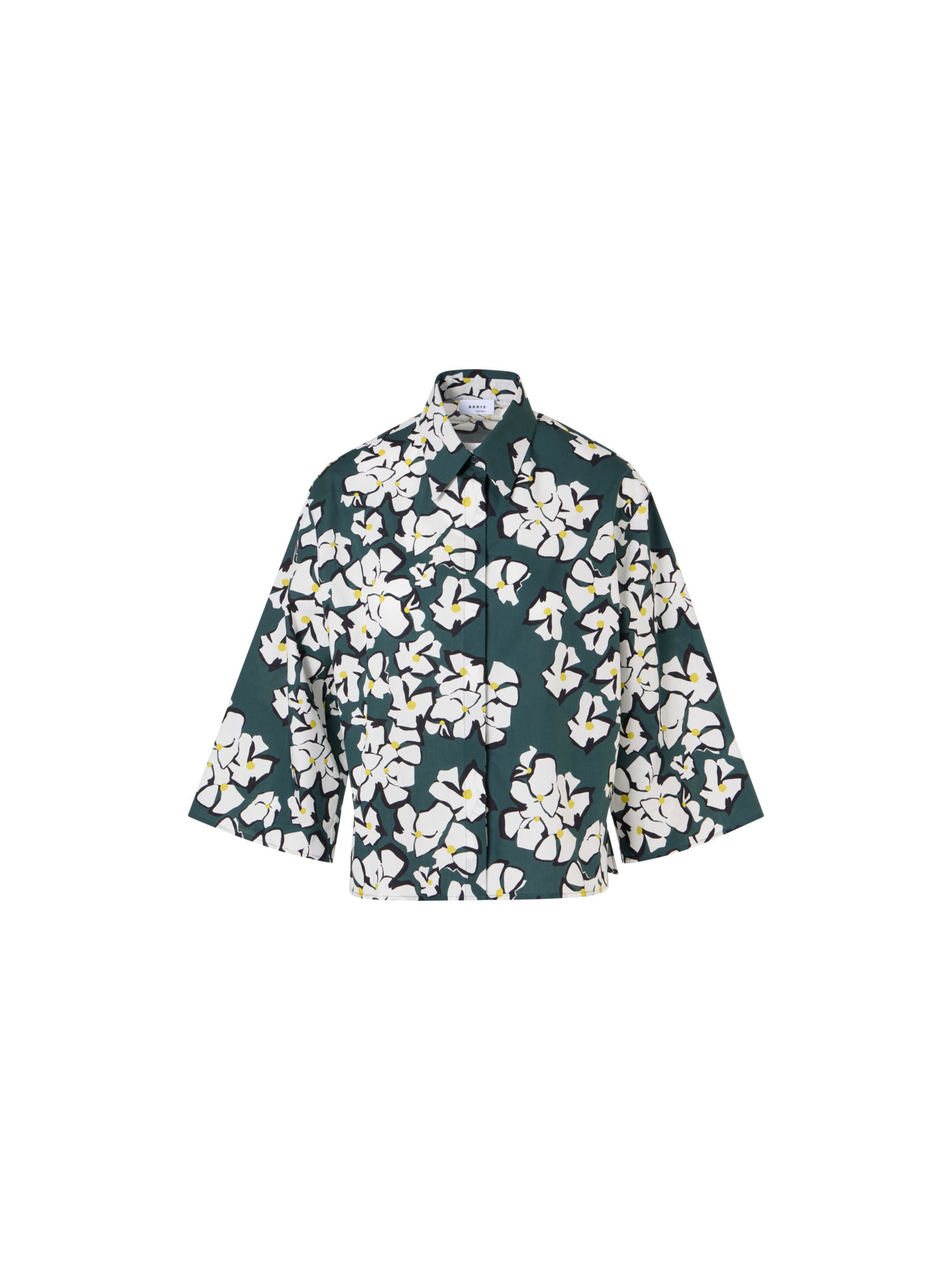 Designer Bracelet-Sleeve Papercut Flower Shirt Blouse - green