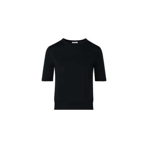 Short-Sleeve Merino Wool Knit Sweater