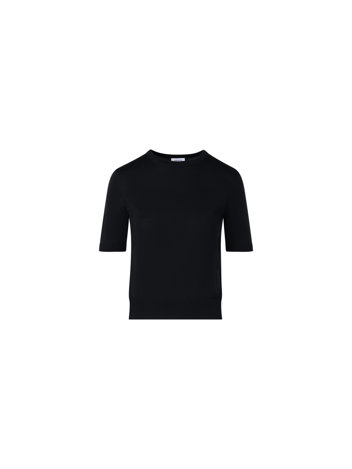 Designer Short-Sleeve Merino Wool Knit Sweater - black
