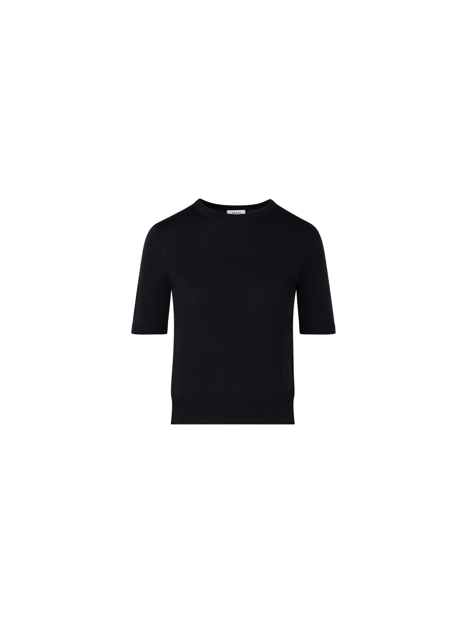 Designer Short-Sleeve Merino Wool Knit Sweater - black