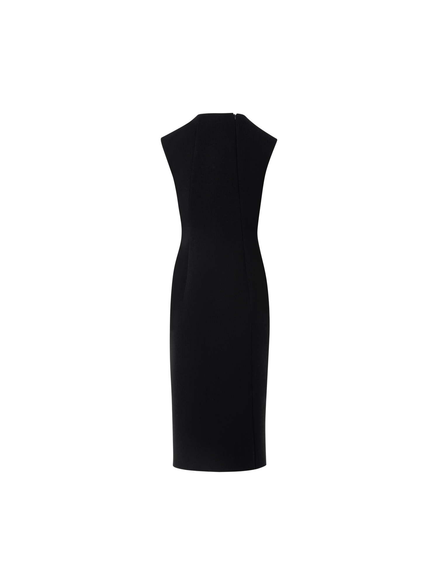 Designer Sheath Dress in Wool Crêpe Double-Face - black