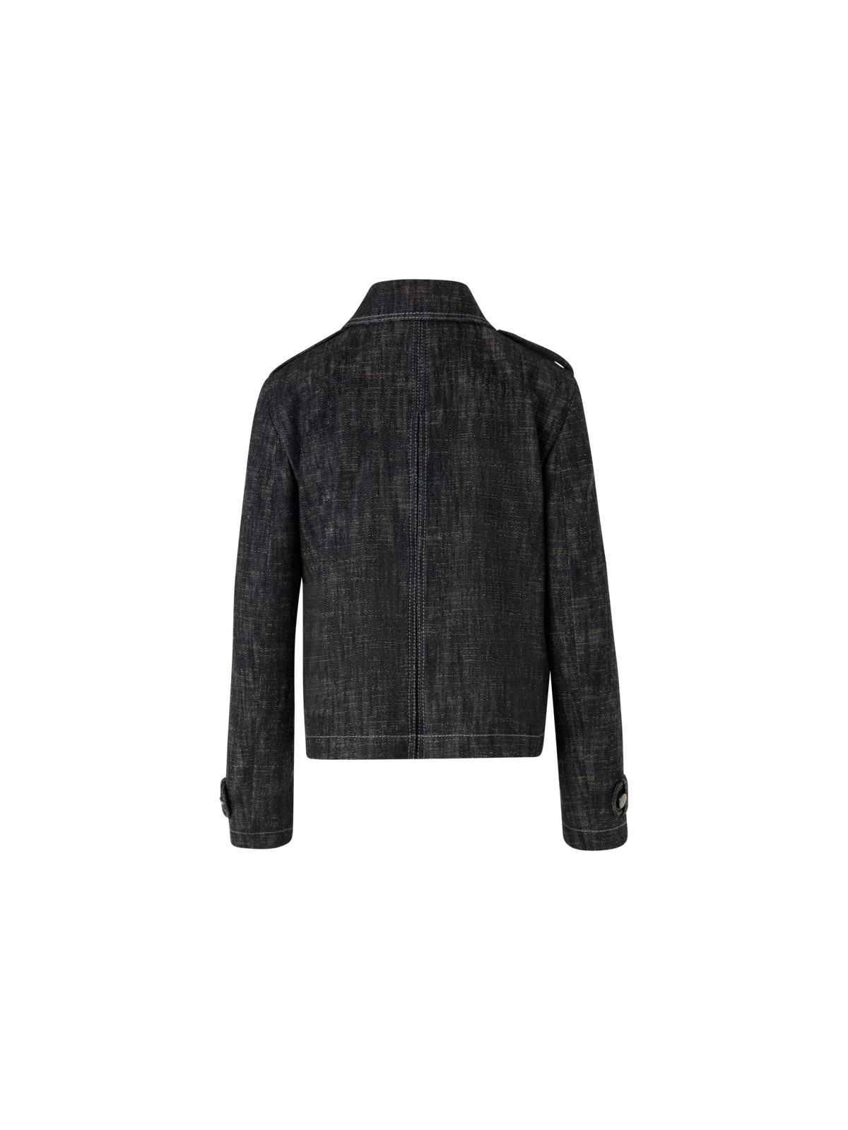 Designer Long-Sleeve Washed Heavyweight Cotton-Denim Jacket - black