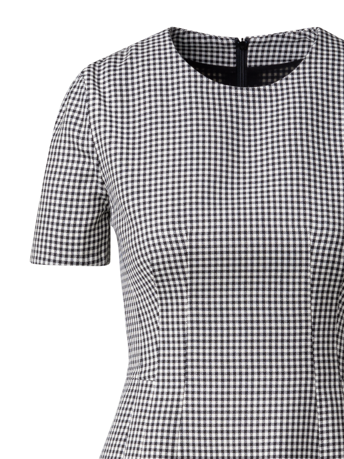 Designer Vichy Pleated Sheath Dress in Wool Double-Face - grey - multicolor