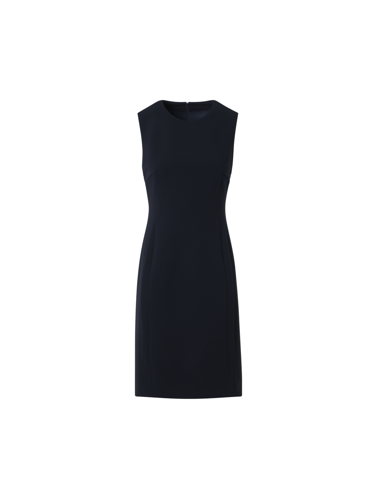 Designer Wool Bi-Stretch Double-Face Sheath Dress - navy
