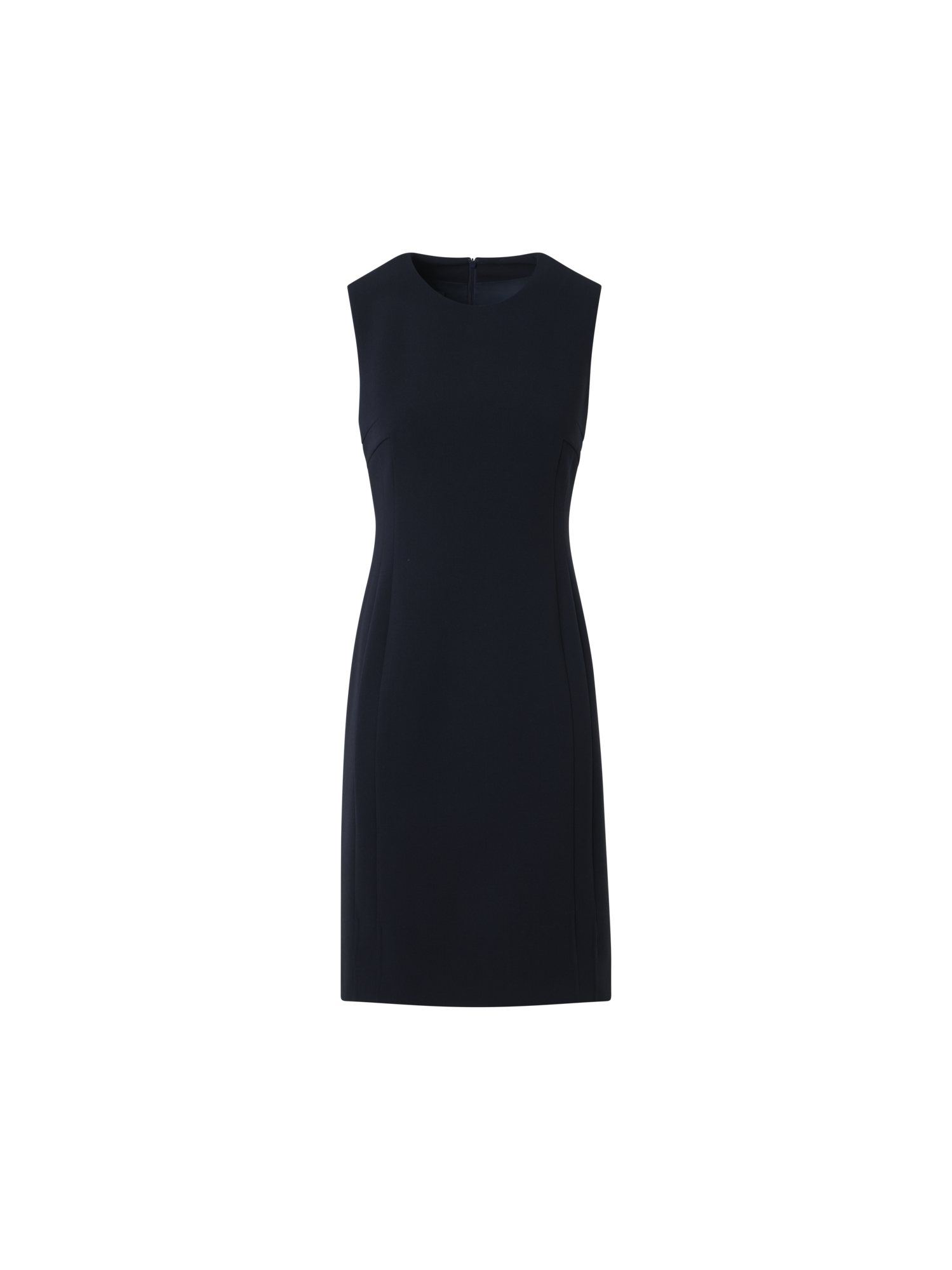 Designer Wool Bi-Stretch Double-Face Sheath Dress - navy