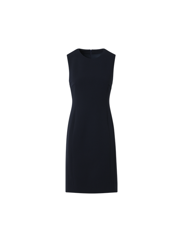 Designer Wool Bi-Stretch Double-Face Sheath Dress - navy