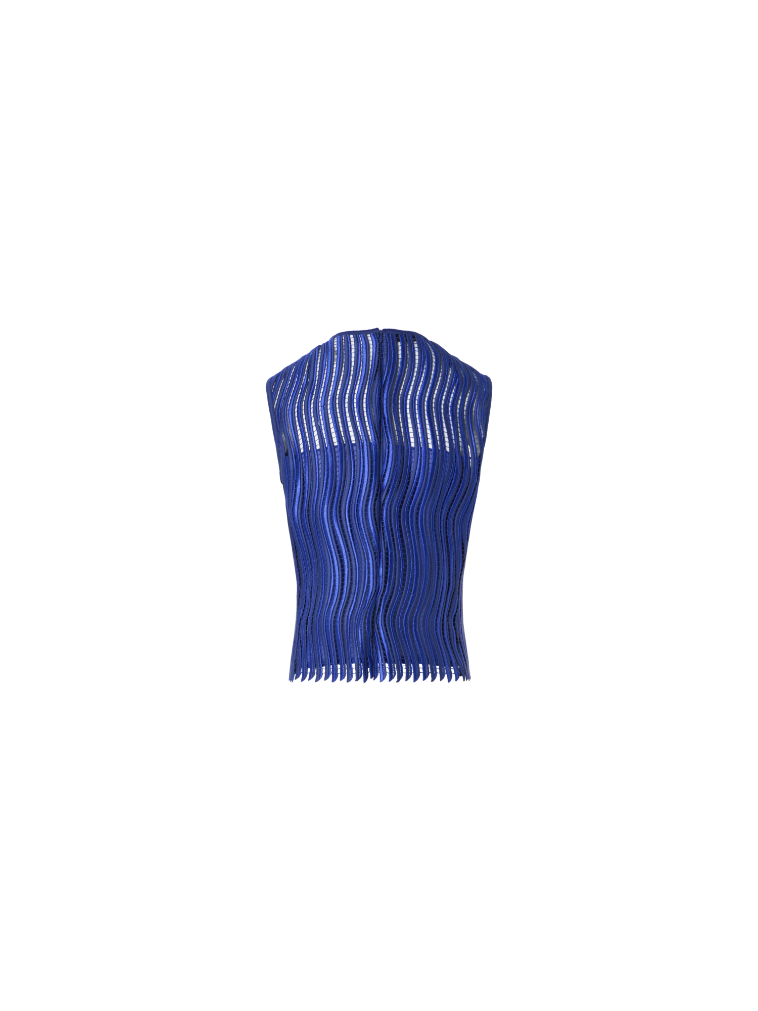 Designer Sleeveless Blouse in Wave Guipure - blue