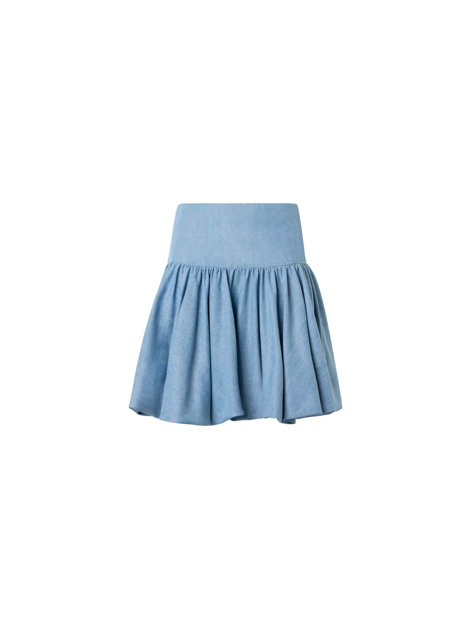 Designer Flared Flounced Mini Viscose Denim Skirt - blue