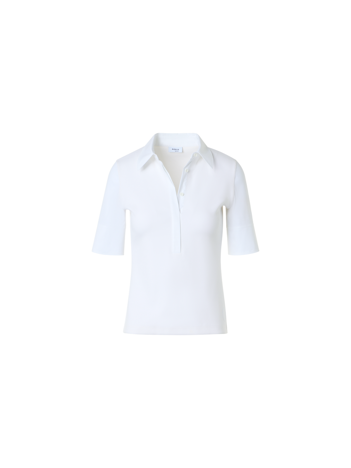 Designer Cotton Jersey Polo with Poplin Details - white