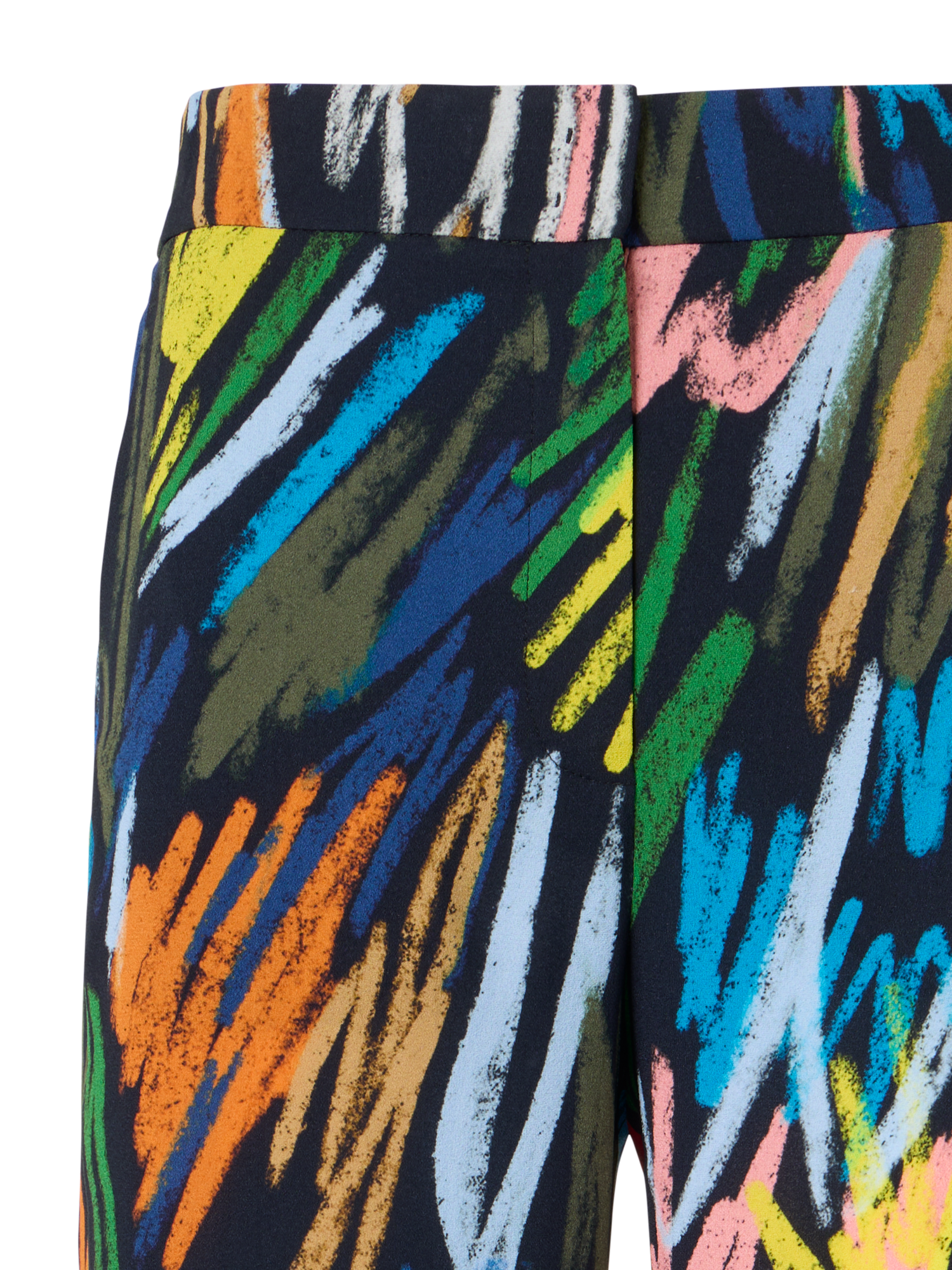 Designer Marlon Elastic Waist Scribble Print Cropped Pants - black - multicolor