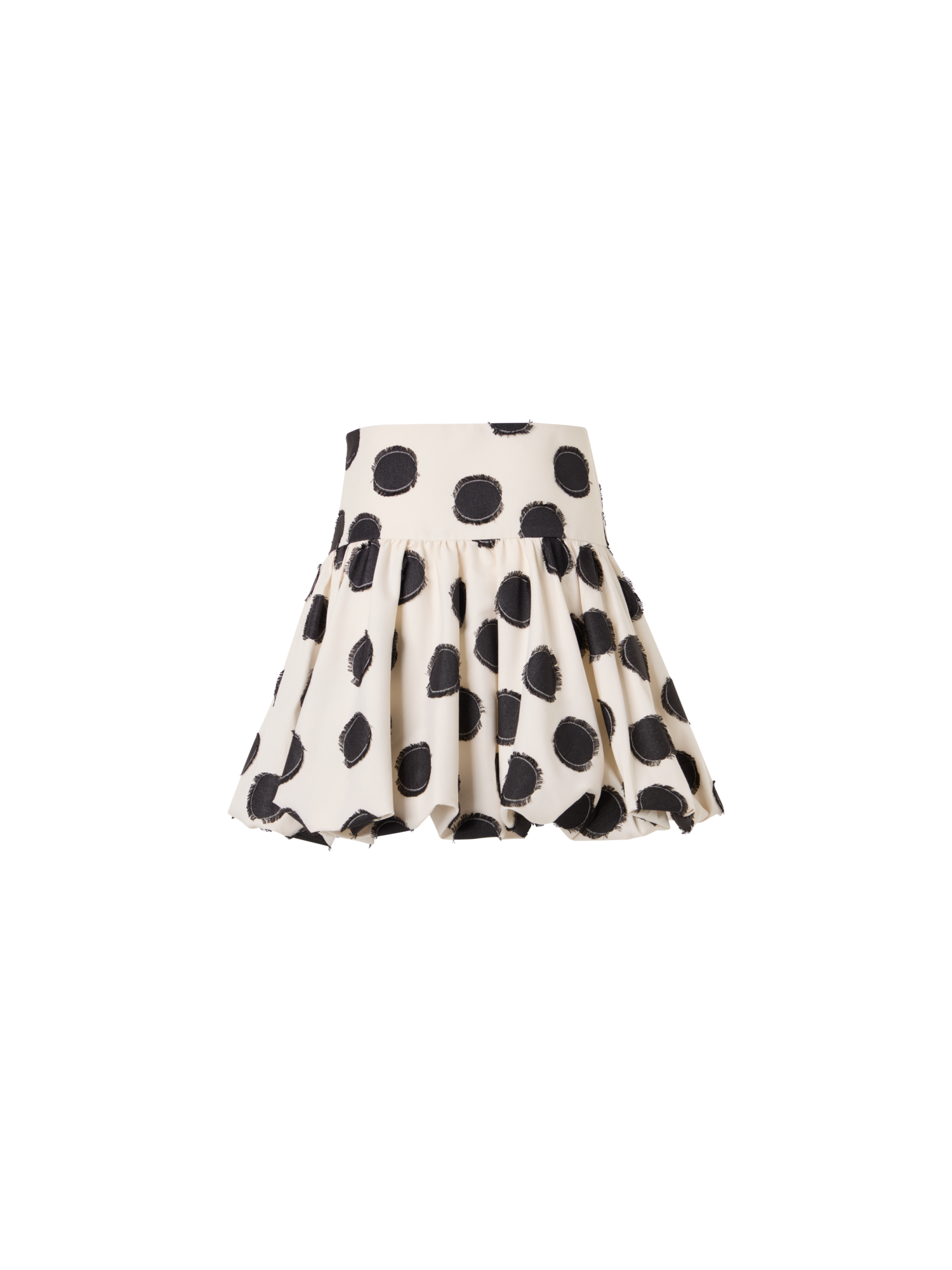 Designer Flared Fringed Polka-Dot Mini Skirt - multicolor - white