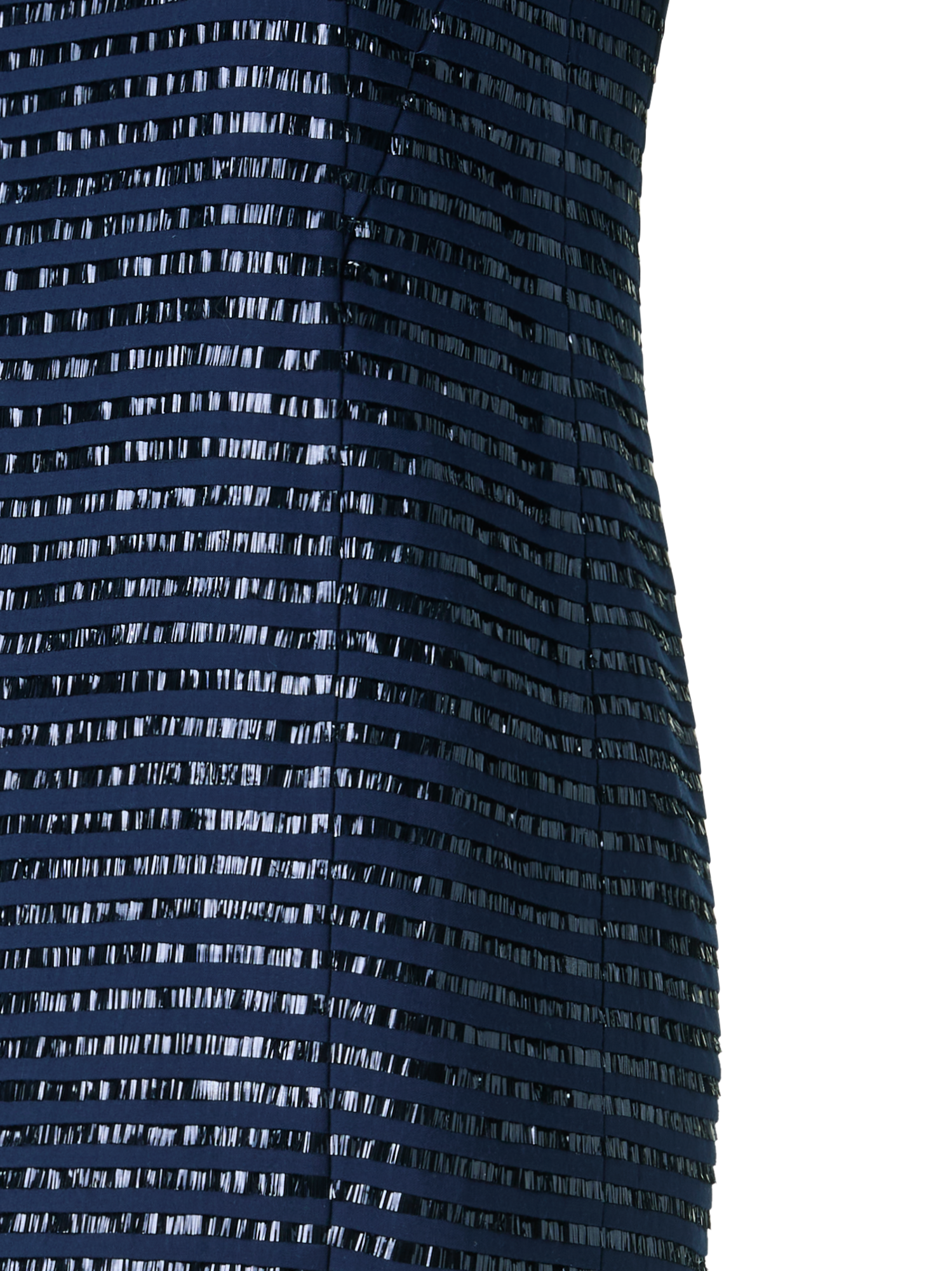 Designer Sheath Dress in Lamé Fringes Embroidery on Wool - navy - blue