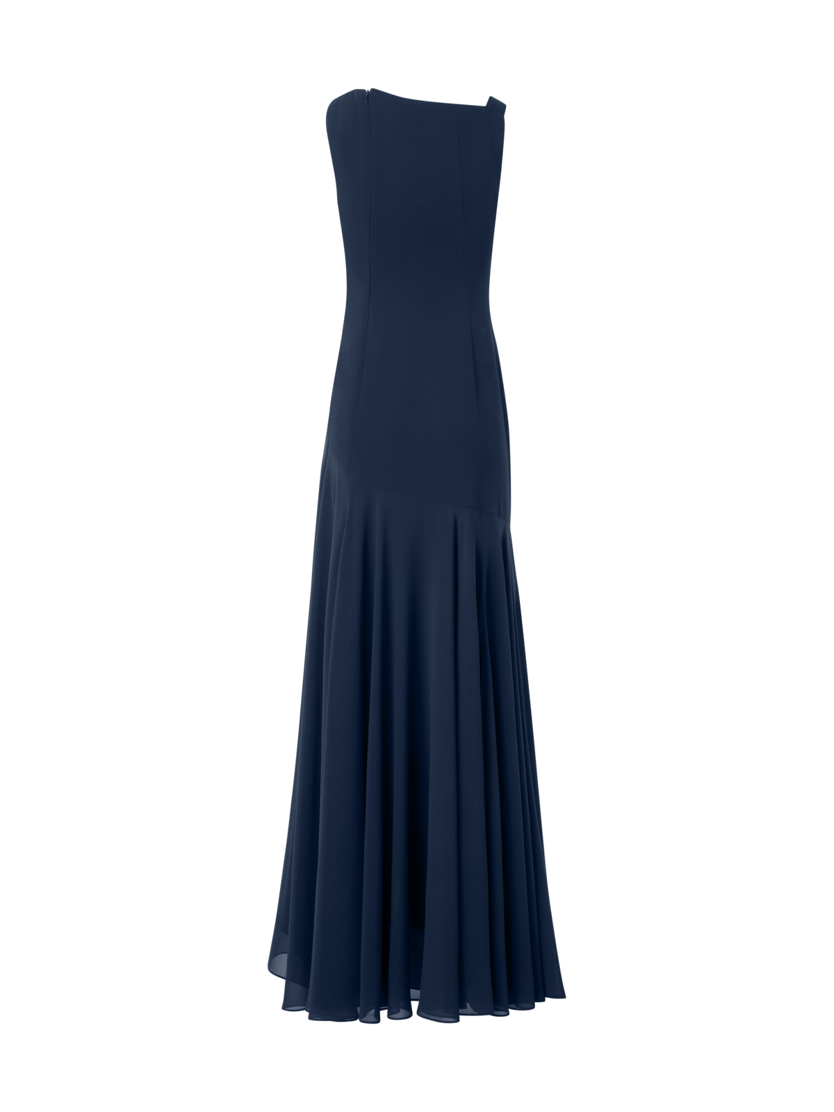 Designer Swarovski Crystal Square Studs Gown with Slit - neutral - navy - blue