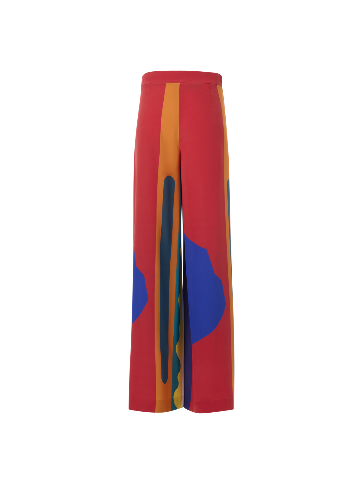 Designer Cassie Wide Silk Pants with Paravent Print - multicolor