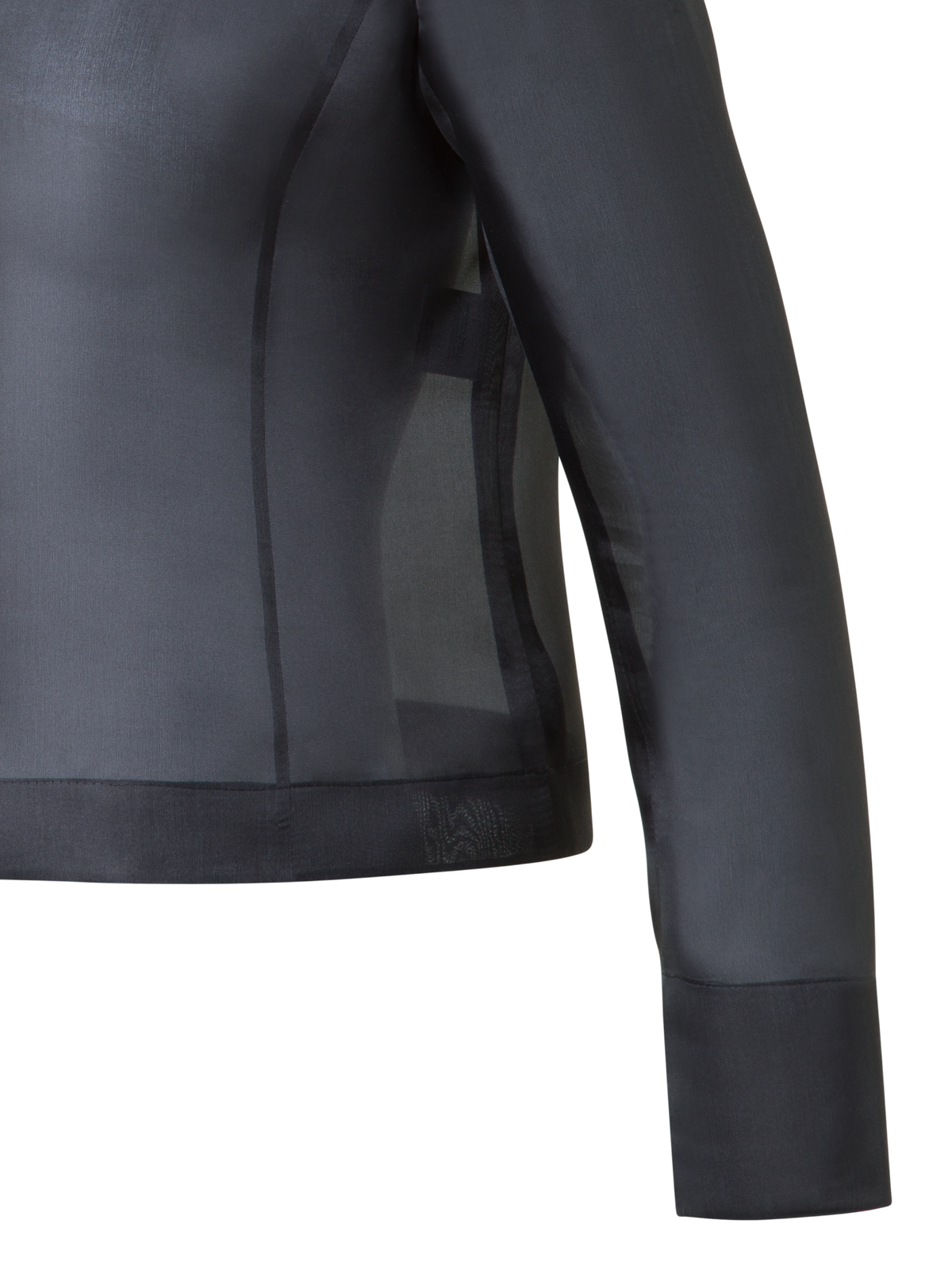 Designer Cropped Silk Jacket with 3D Organza Anemone - black - neutral