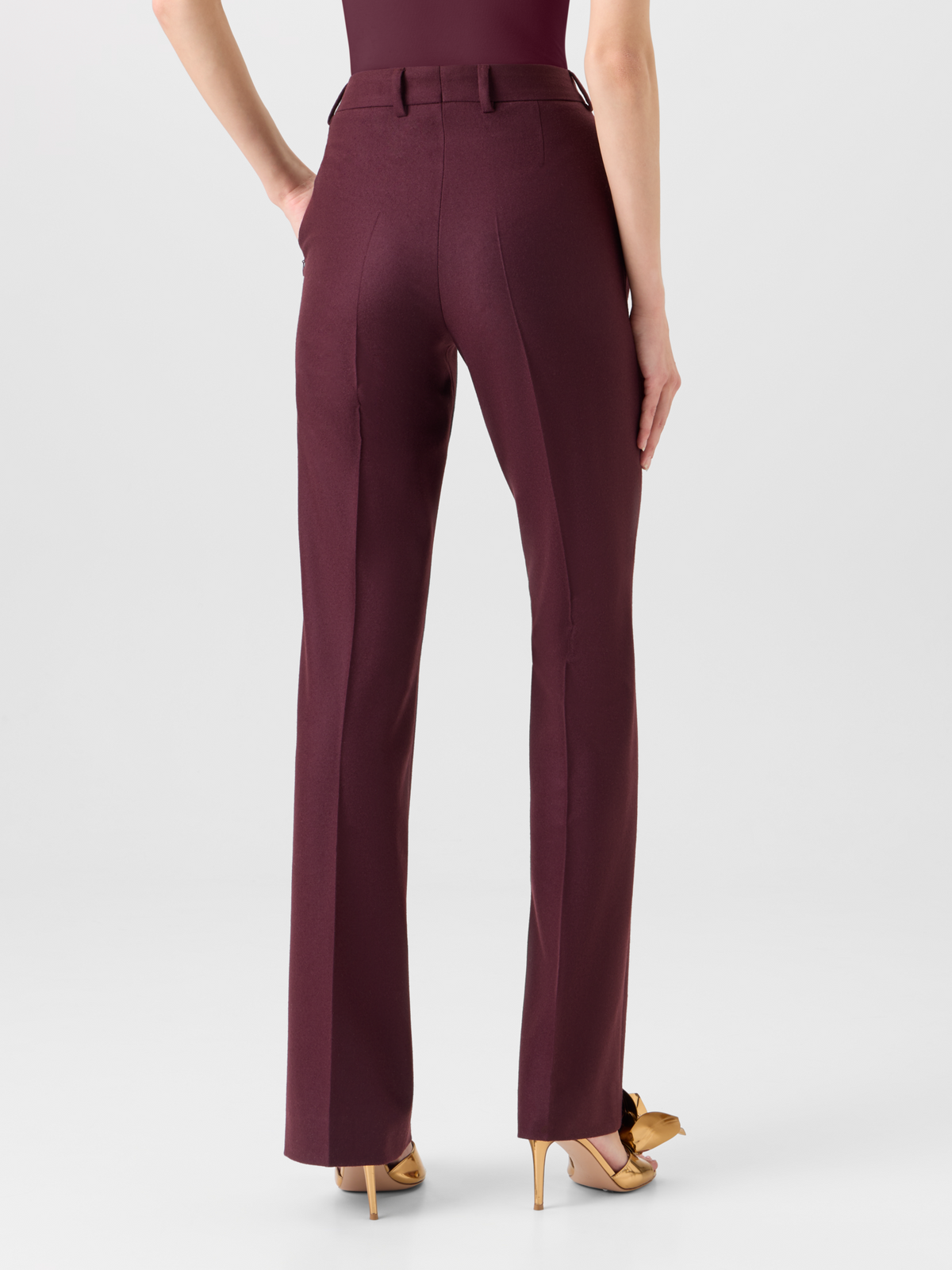 Designer Bootcut Pants in Wool Stretch Flannel - red #editorial