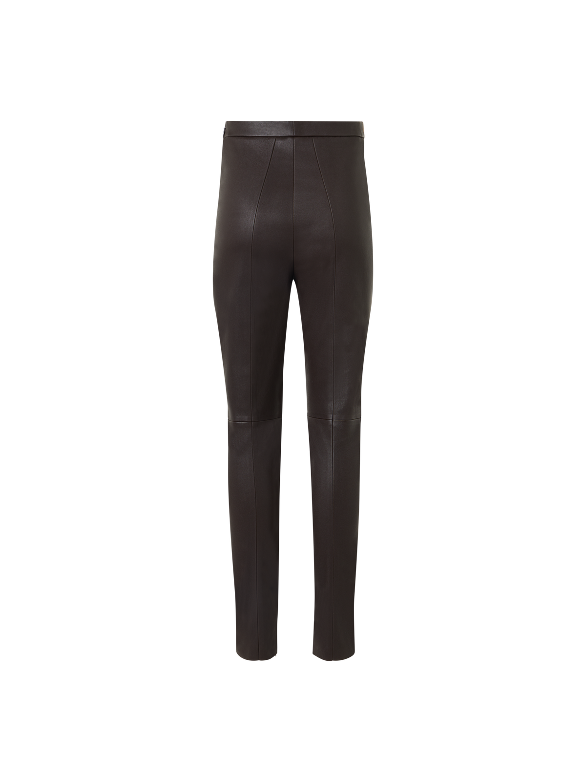 Designer Slim Leg Pants in Stretch Leather - brown