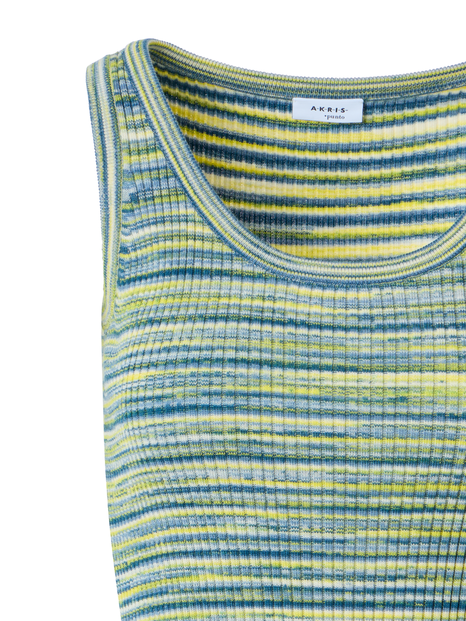 Designer Fitted Scoop Neck Space-Dye Merino Rib Knit Tank - multicolor