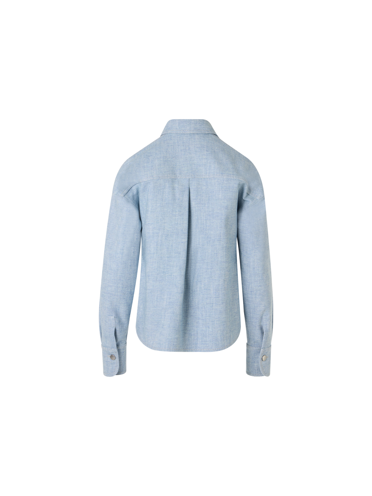 Designer Cropped Shirt Blouse in Brushed Winter Denim - blue