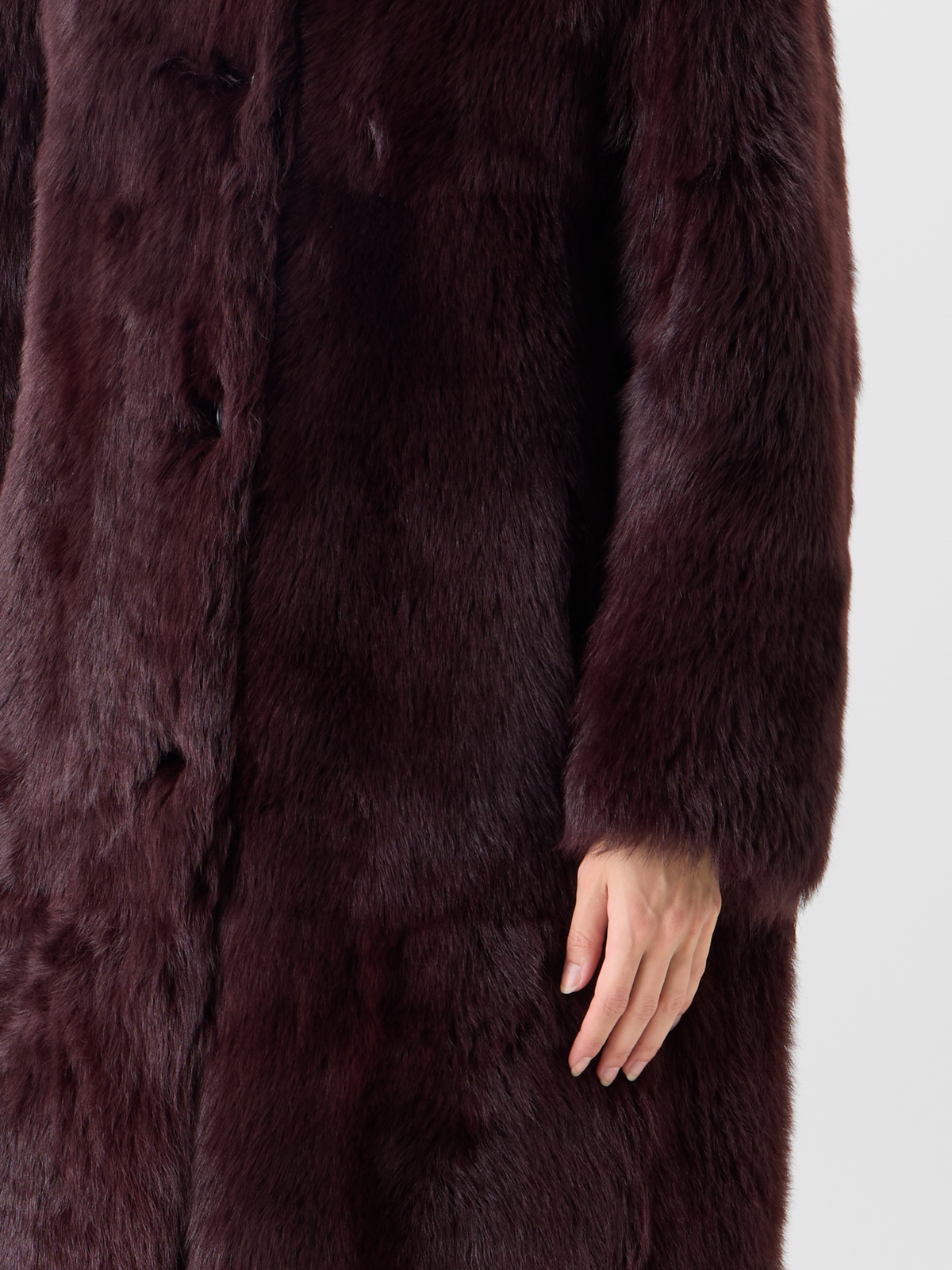 Designer Oversized Long Toscana Shearling Coat - red #editorial