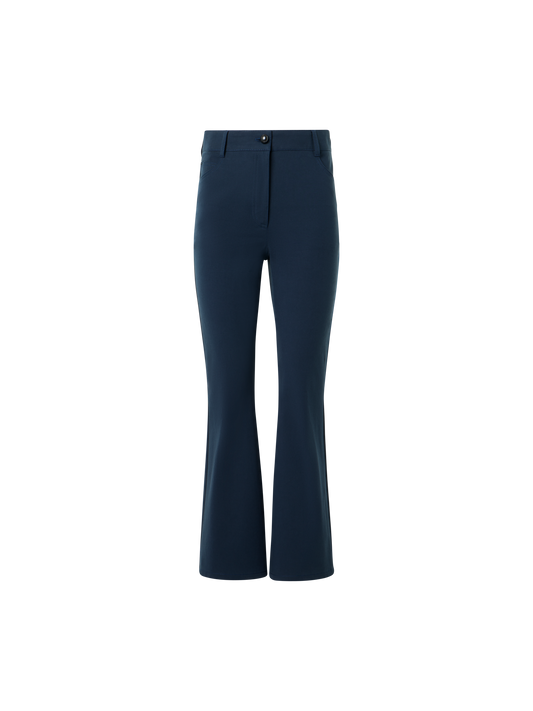 Designer Cali Mid-Rise Cropped Bootcut Cotton Bi-Stretch Pants - navy